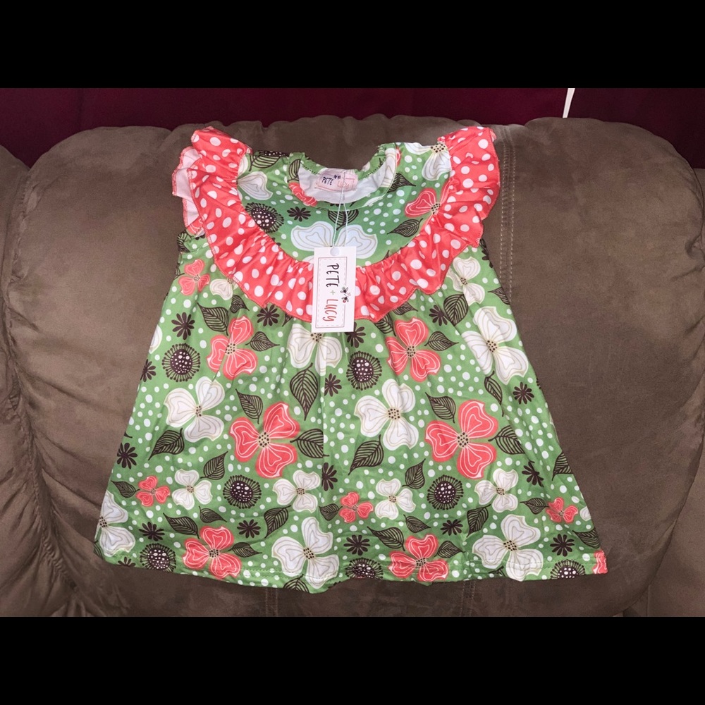 White and Coral Flower Dress